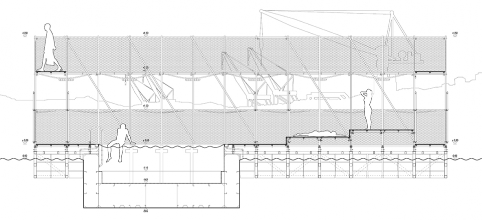 2017 Piranesi Student Honorable Mention: Floating Pool Parasite, Rijeka, Croatia, 2017, students: Robert Barbir, Nika Bralić, Ivana Brzović, Ivan Bulian, mentors: Prof. Mateo Biluš, doc. Vedran Duplančić, doc. Zorana Protić, Faculty of architetecture