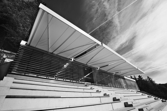 Stands at Rowing Regatta Finish Arena Velika Zaka, architecture: Multiplan arhitekti, photo: Miran Kambič, Bor Dobrin