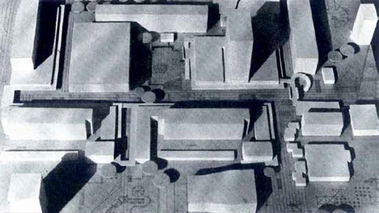 Velenje Shopping Center, 1965, Nives Starc Bežan, photo: Janez Lajovic, Yugoslav Competition for Urban and Design Solutions of the Velenje Shopping Center, Sinteza, 2, 1965, p. 87