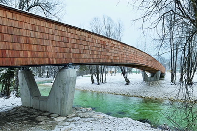 01 Kolesarska pot in brv čez Savo pri kampu Danica v Bohinjski Bistrici / Bicycle and Footbridge over River Sava at Danica Camp, Dans arhitekti, Fotografije: Miran Kambič