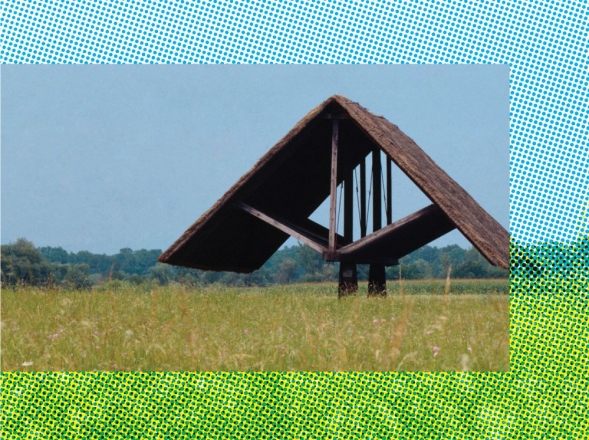 Zaščitna stavba arheoloških ostalin cerkve sv. Mihaela, Otok pri Dobravi, arhitekt Oton Jugovec, foto Blaž Budja